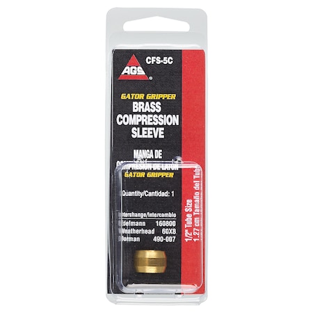 Ags Brass Compression Sleeve, 1/2 Tube, 1/card CFS-5C